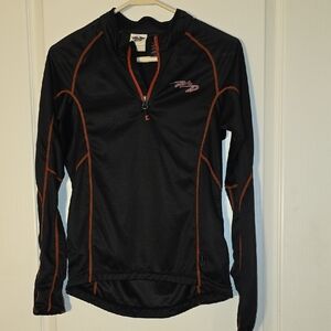Harley-Davidson Black Quarter Zip Athletic Jersey with Orange Stitching